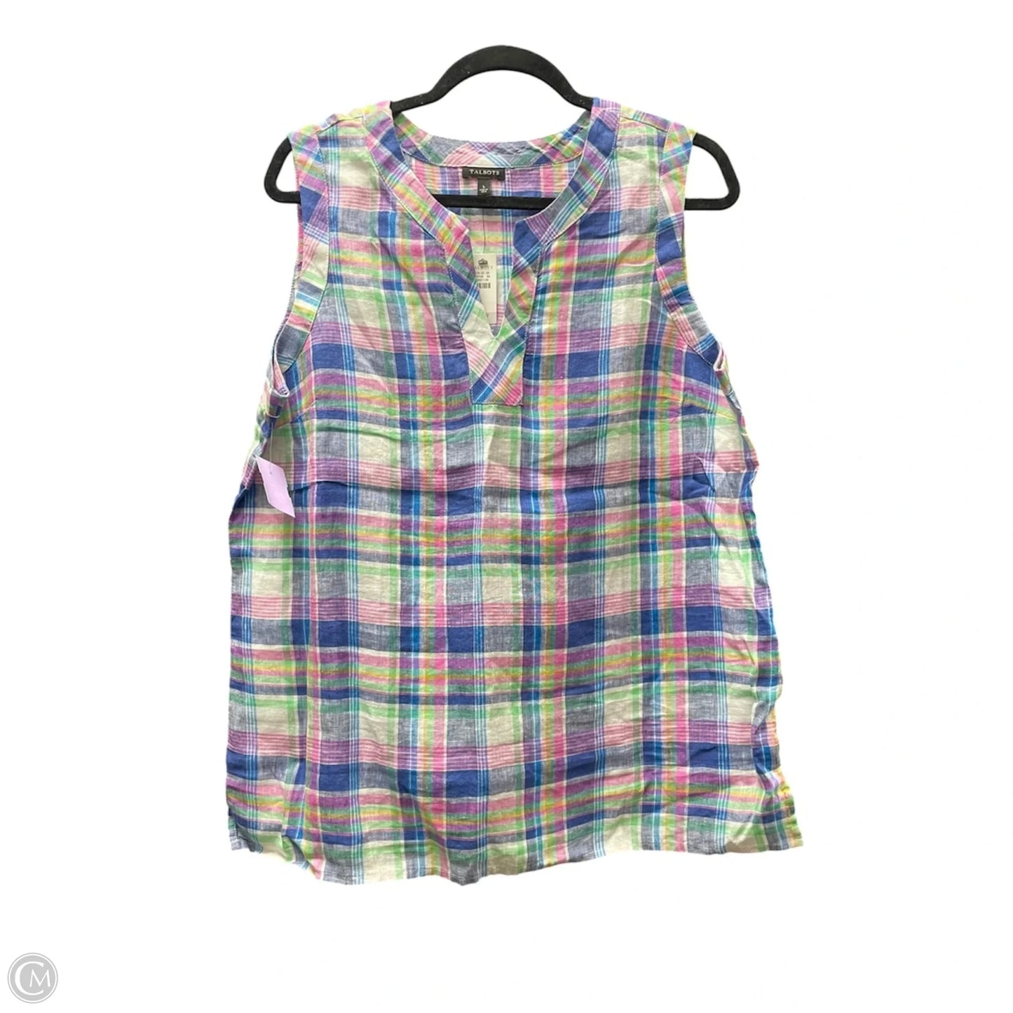 Top Sleeveless By Talbots In Plaid Pattern, Size: L