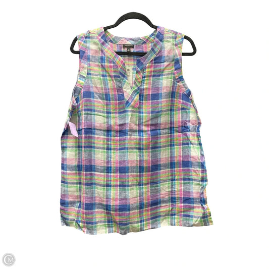 Top Sleeveless By Talbots In Plaid Pattern, Size: L