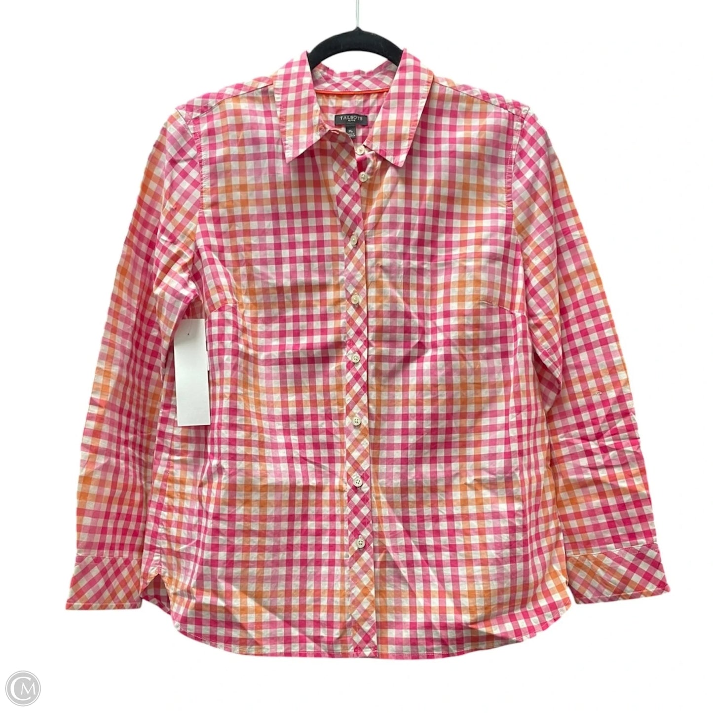 Top Long Sleeve By Talbots In Checkered Pattern, Size: Mp