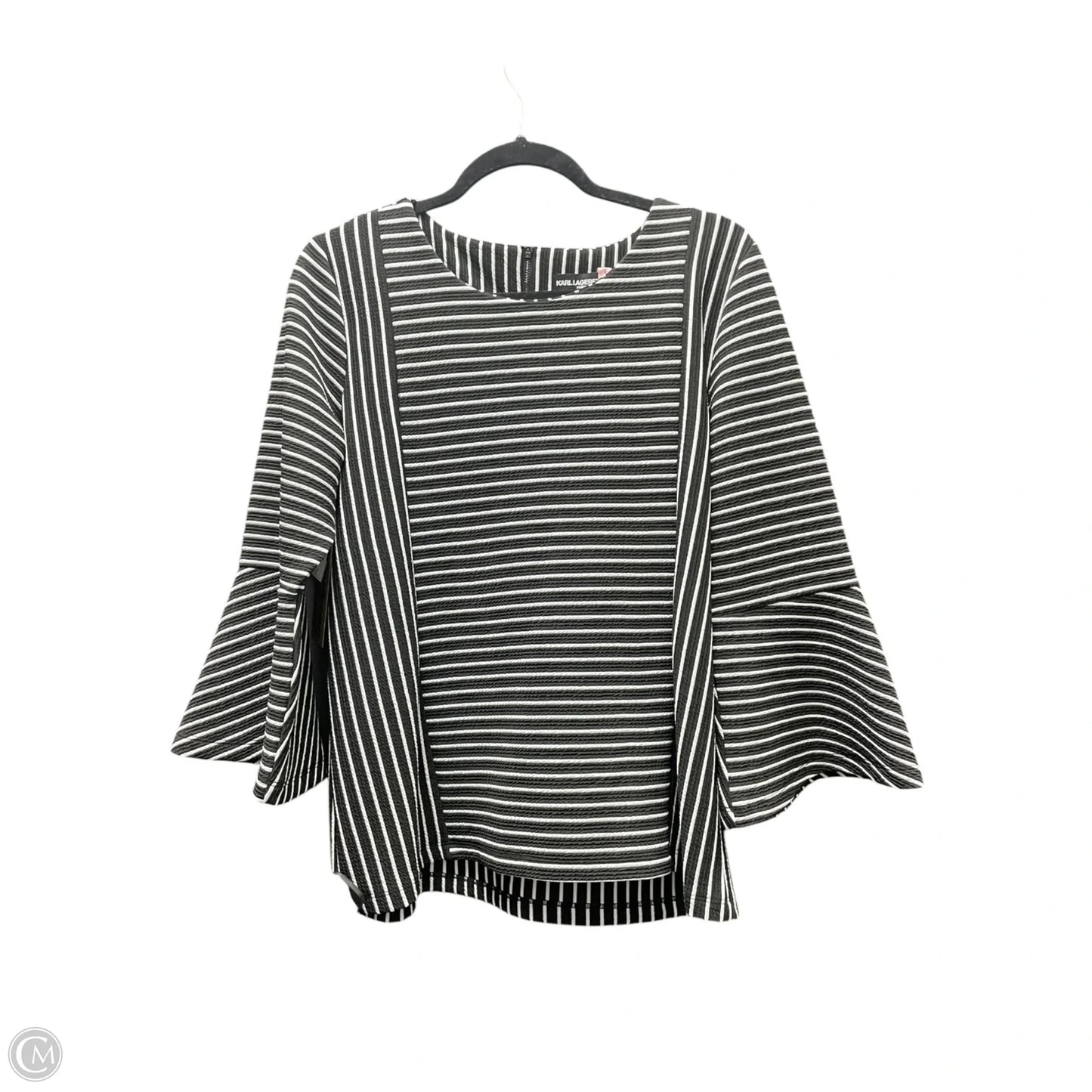 Top Long Sleeve Designer By Karl Lagerfeld In Striped Pattern, Size: L