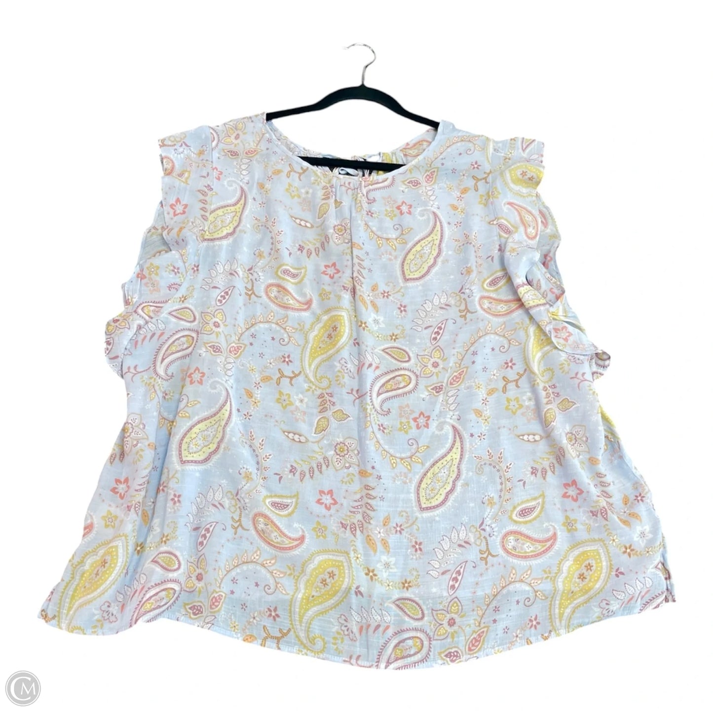 Top Short Sleeve By Como Blu In Paisley Print, Size: 3x