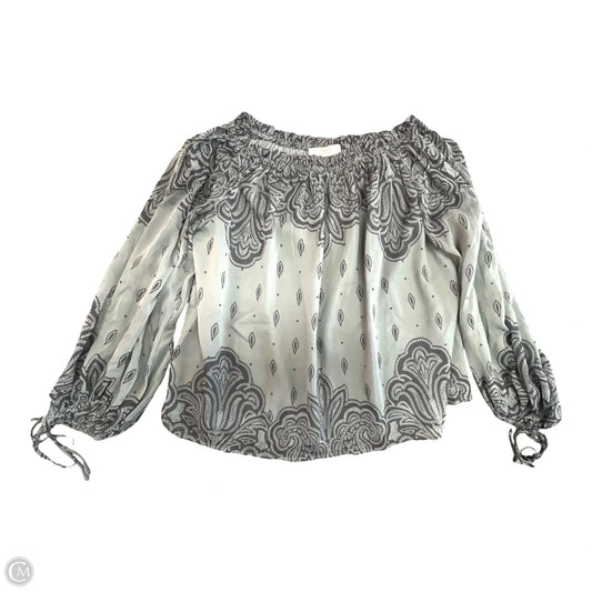 Blouse Long Sleeve By Loft In Green & Grey, Size: S
