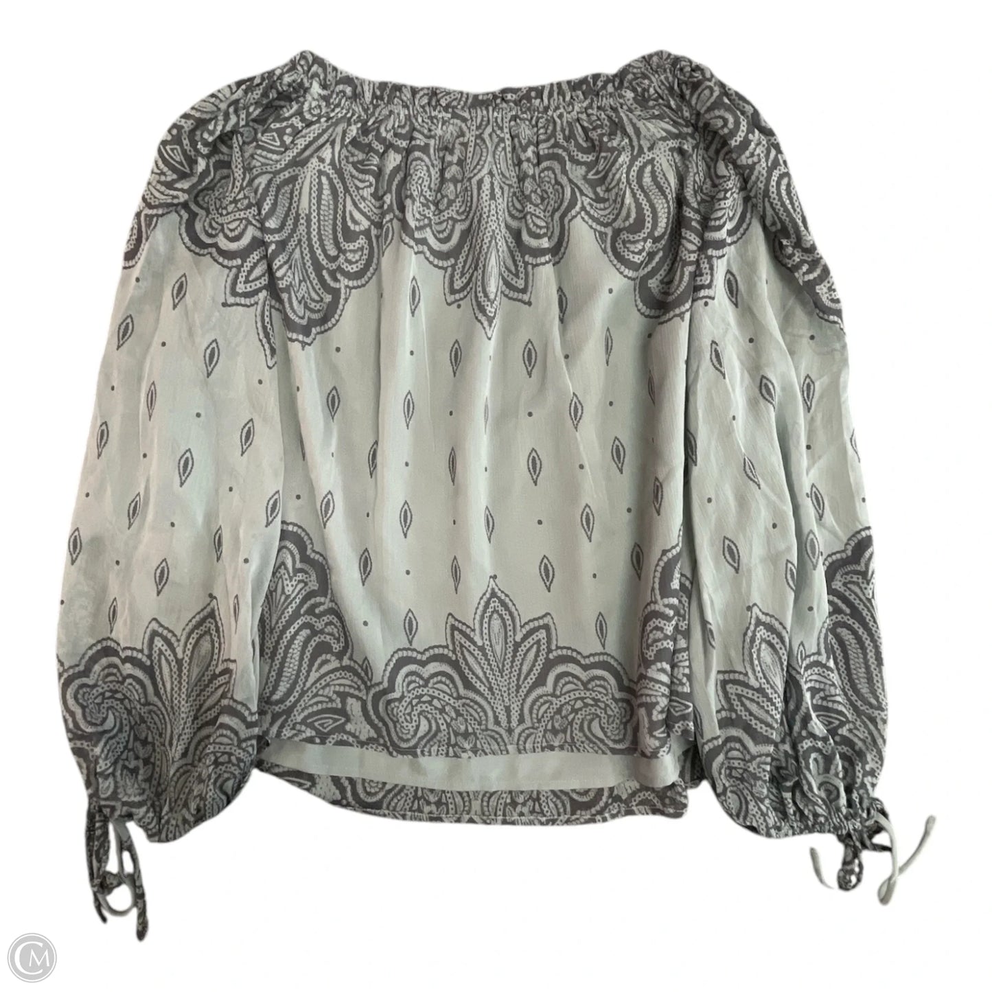 Blouse Long Sleeve By Loft In Green & Grey, Size: S