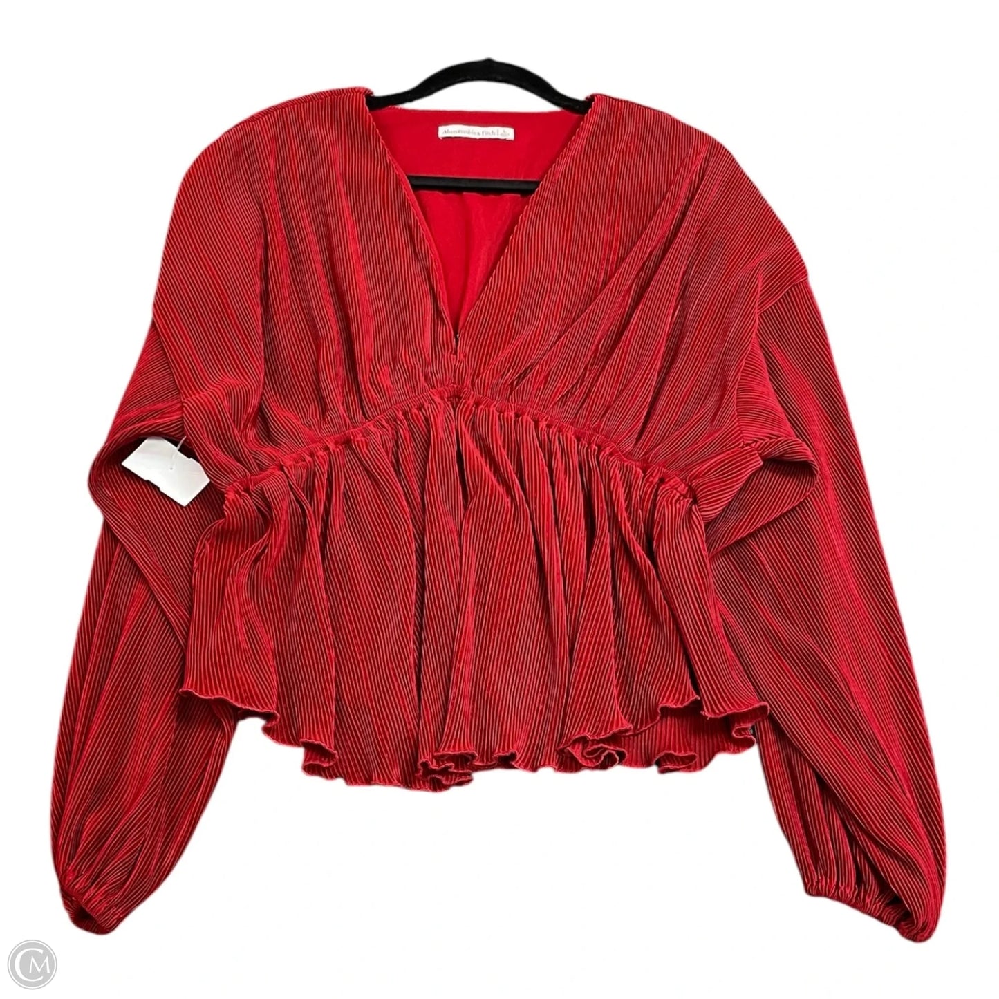 Blouse Long Sleeve By Abercrombie And Fitch In Red, Size: L