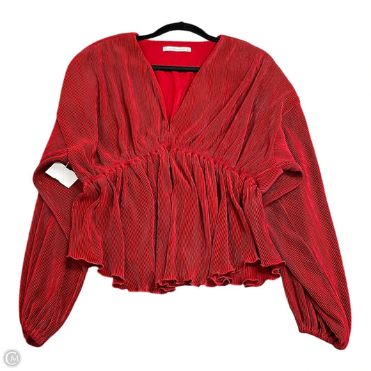 Blouse Long Sleeve By Abercrombie And Fitch In Red, Size: L