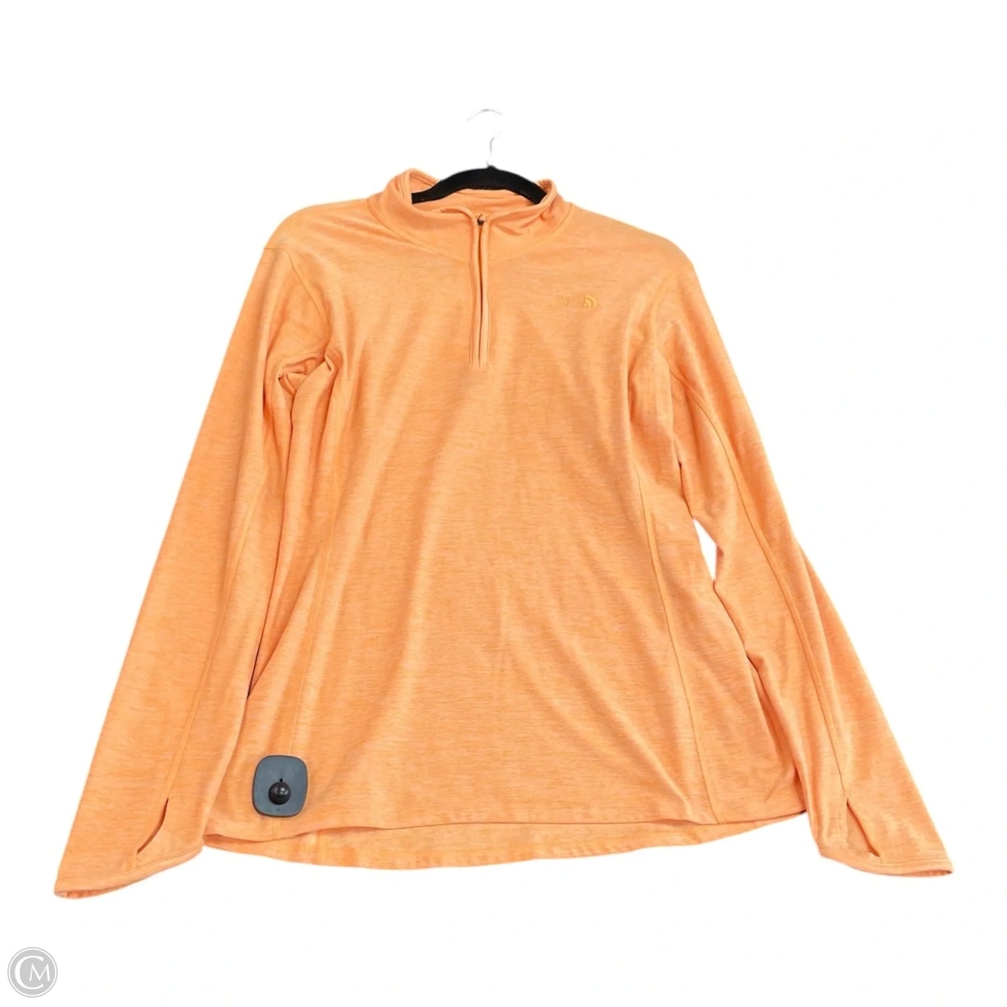 Athletic Top Long Sleeve Collar By The North Face In Orange, Size: L