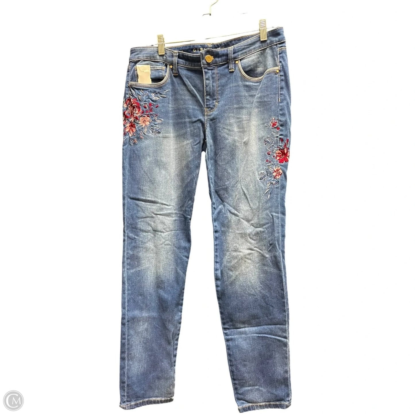 Jeans Boyfriend By White House Black Market In Floral Print, Size: 8