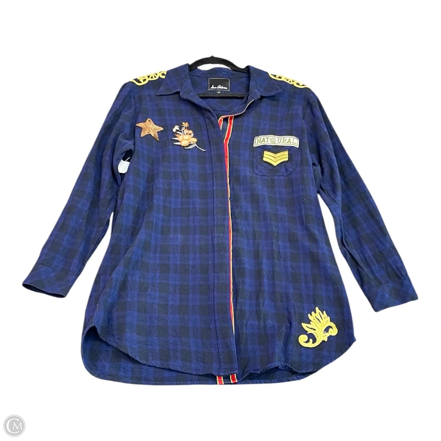 Tunic Long Sleeve By Sam Edelman In Plaid Pattern, Size: L