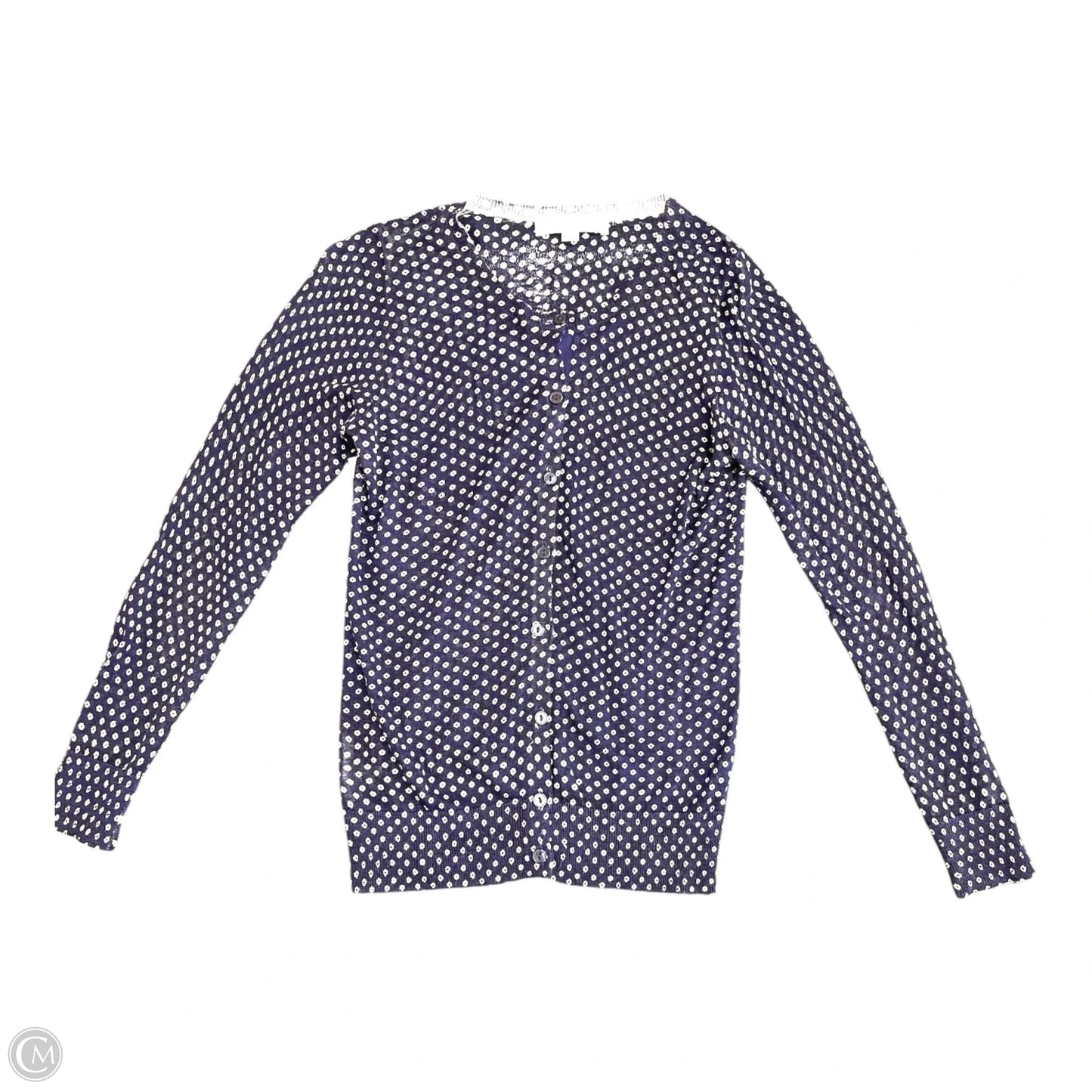 Sweater Cardigan By Loft In Blue & White, Size: Xsp