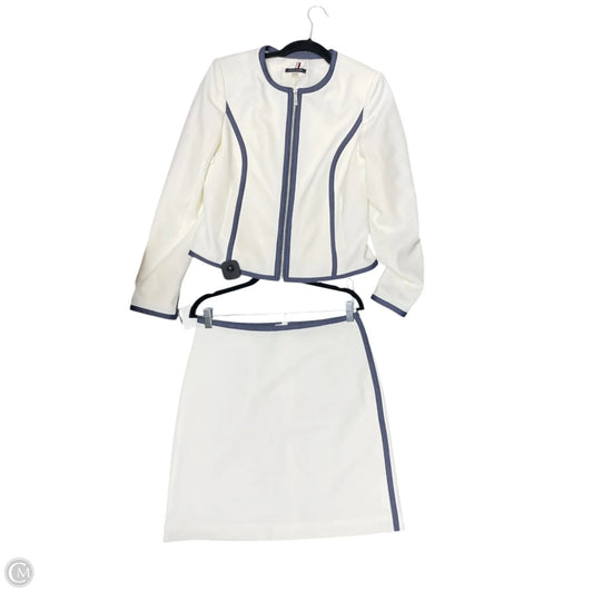 Skirt Suit 2pc By Tommy Hilfiger In Blue & Cream, Size: 4