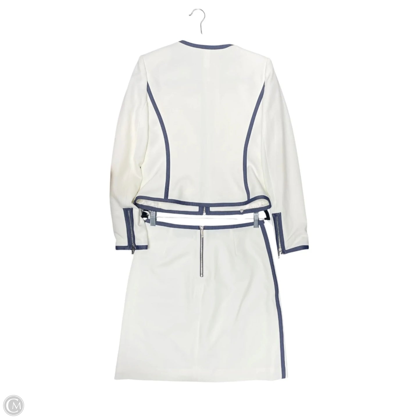 Skirt Suit 2pc By Tommy Hilfiger In Blue & Cream, Size: 4