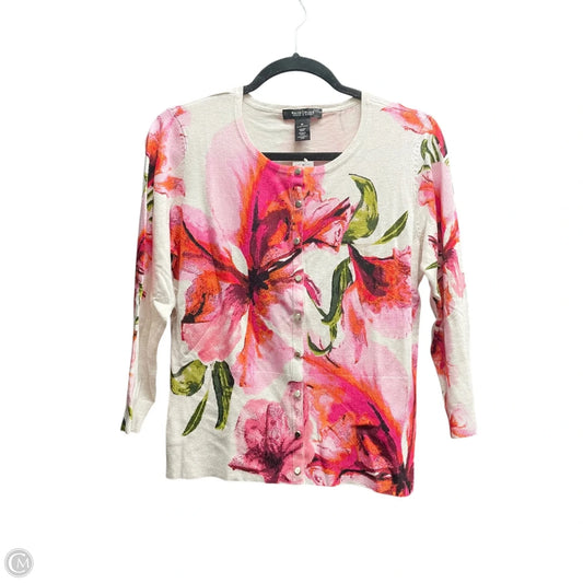 Sweater Cardigan By White House Black Market In Floral Print, Size: M