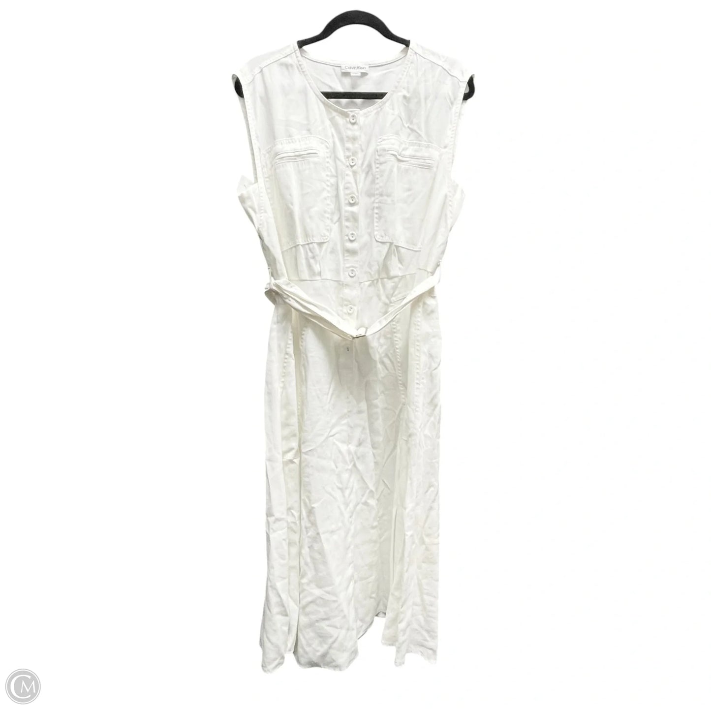 Dress Casual Midi By Calvin Klein In White, Size: Xl