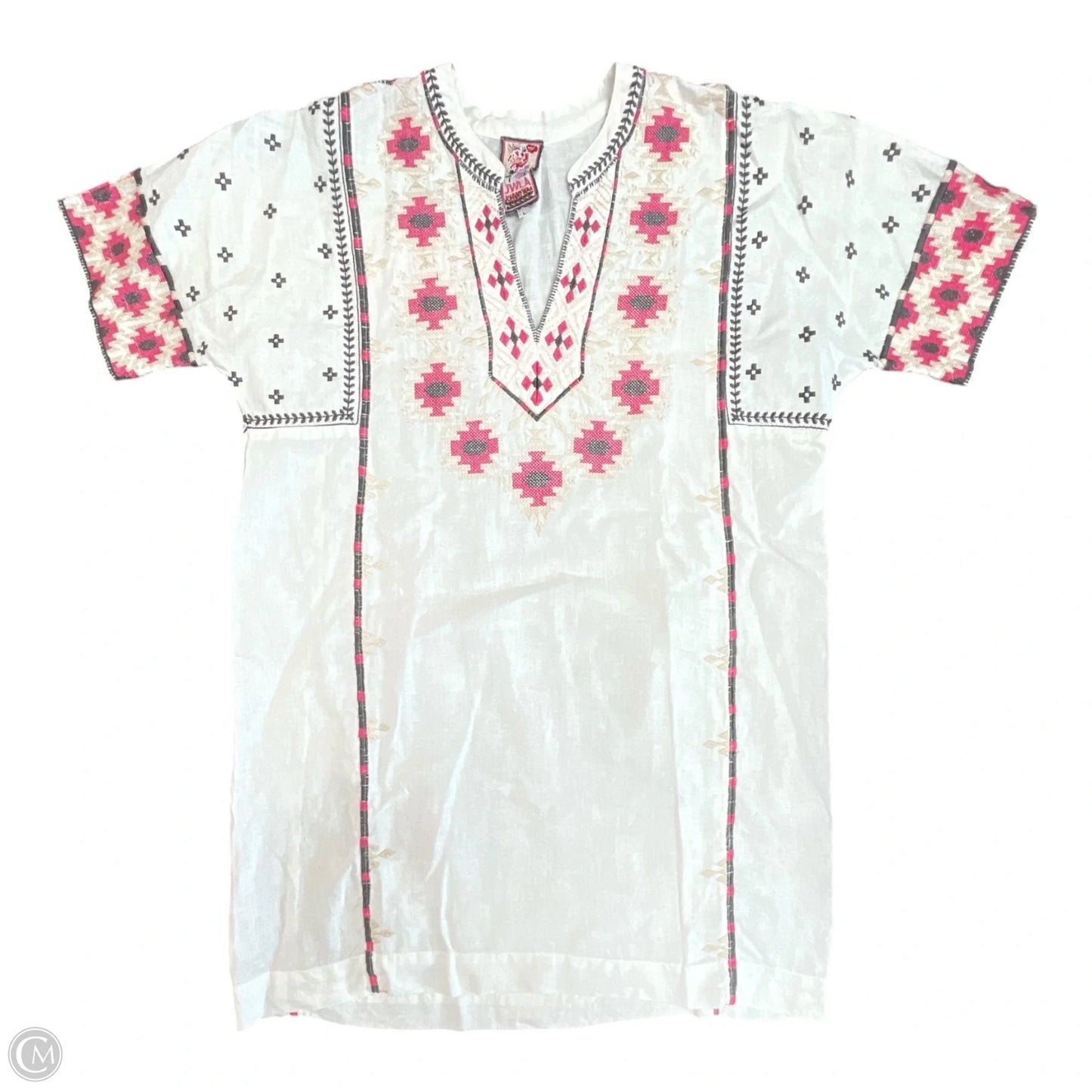 Dress Designer By Johnny Was In Pink & White, Size: L