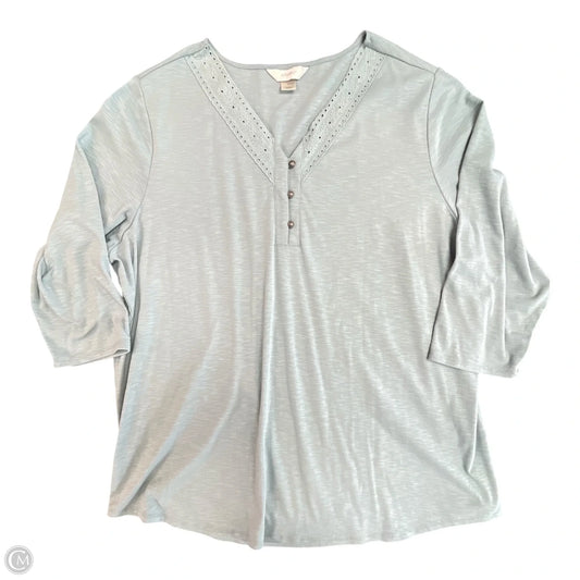 Top 3/4 Sleeve By Cj Banks In Aqua, Size: 2x