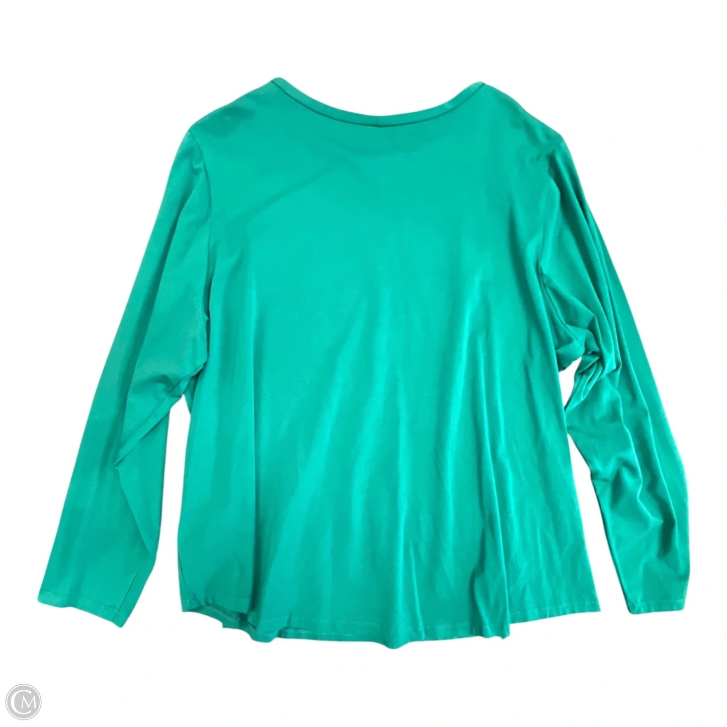 Top Long Sleeve Basic By Susan Graver In Green, Size: 2x