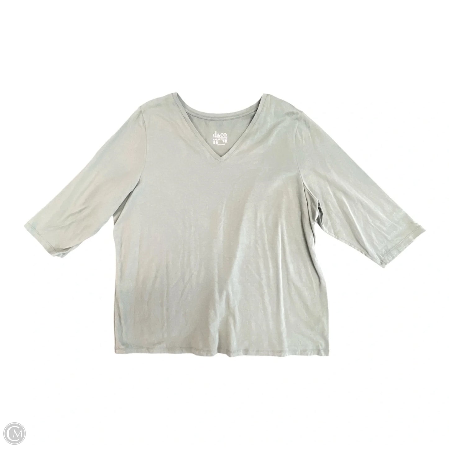 Top 3/4 Sleeve Basic By D&co. In Green, Size: 2x