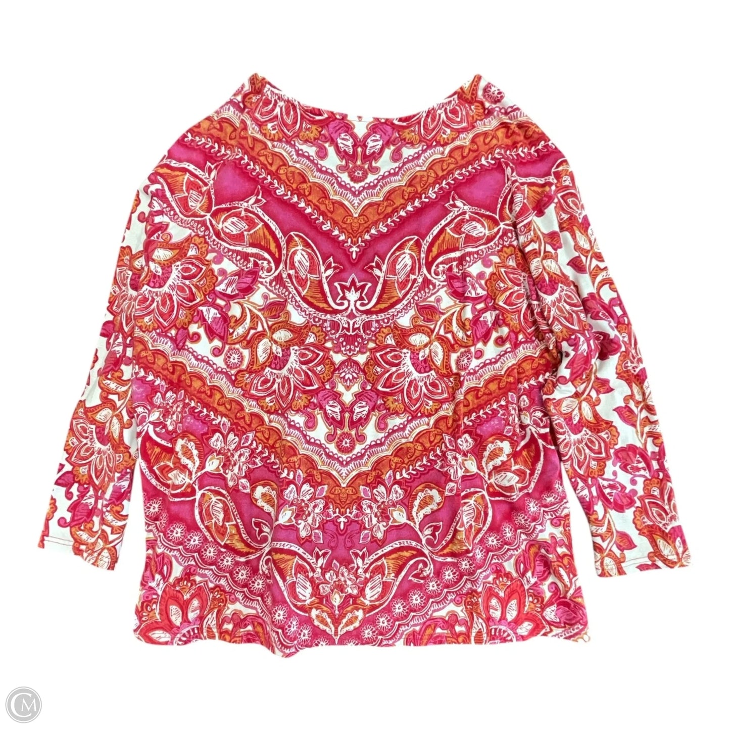 Top Long Sleeve By Belle By Kim Gravel In Orange & Pink, Size: 2x
