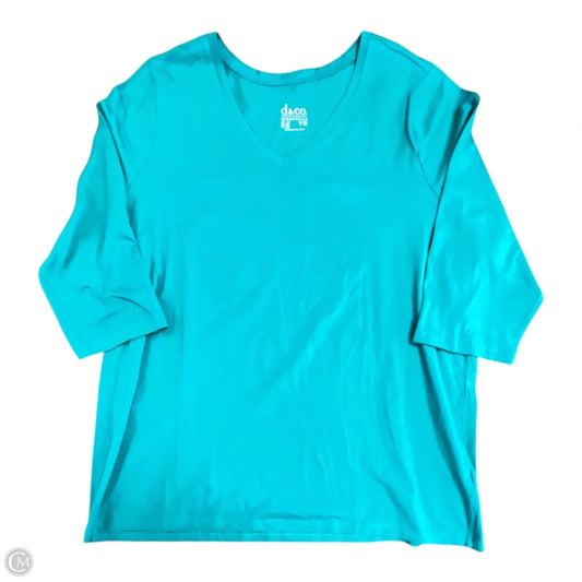 Top 3/4 Sleeve Basic By D&co. In Teal, Size: 2x