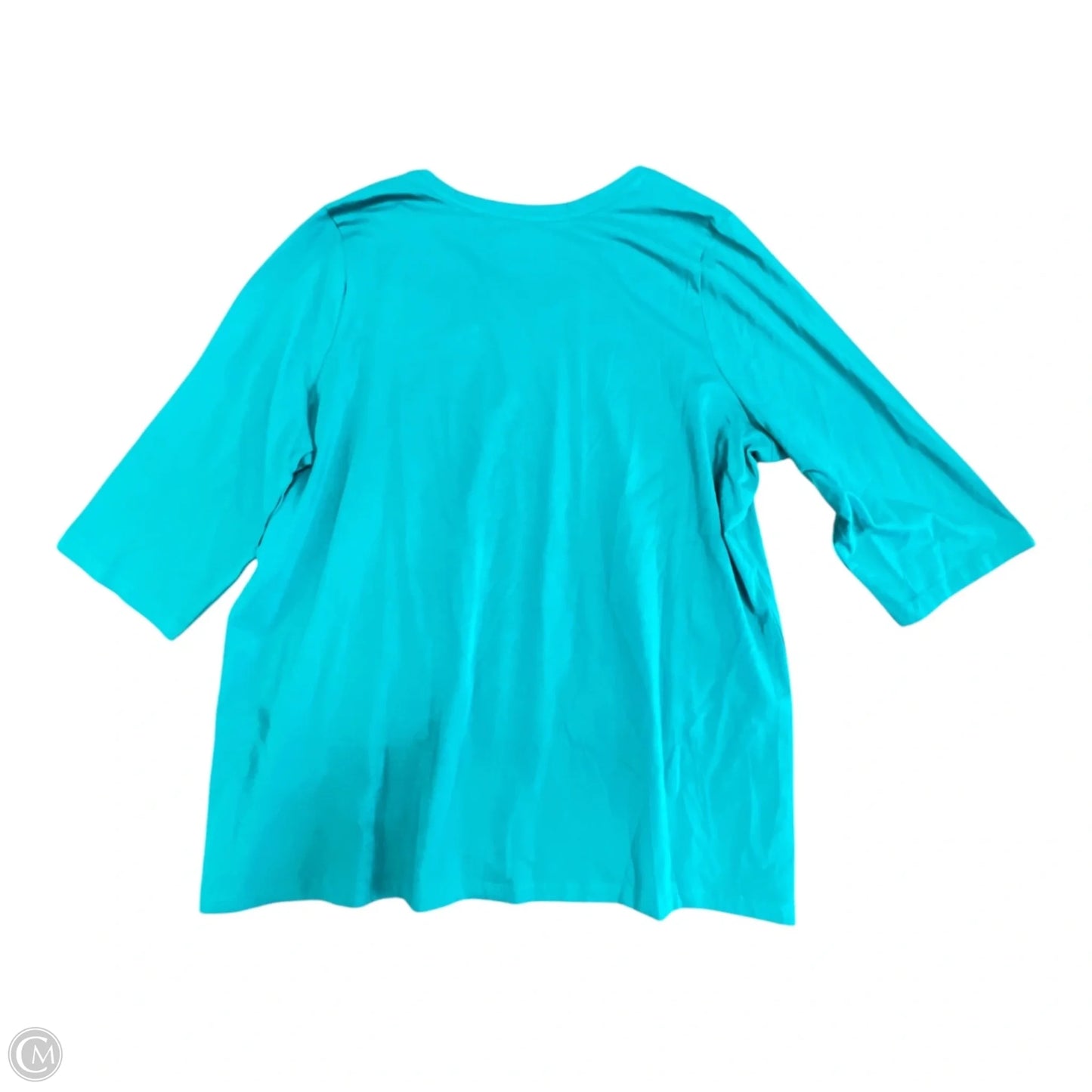 Top 3/4 Sleeve Basic By D&co. In Teal, Size: 2x