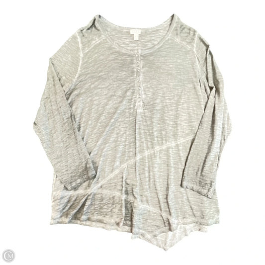 Top Long Sleeve By Logo In Taupe, Size: 2x