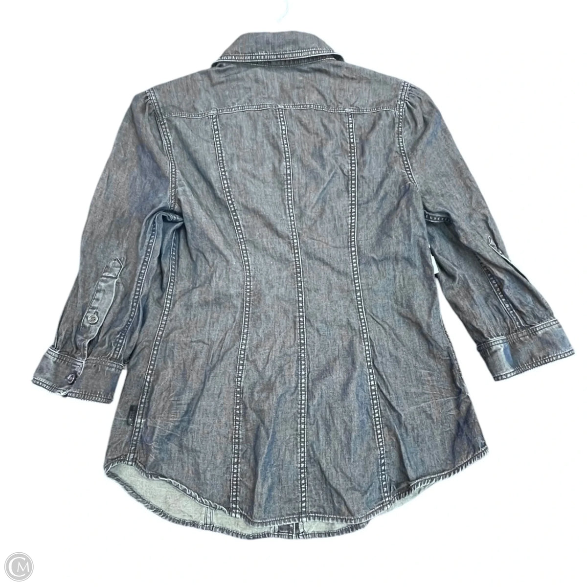 Top 3/4 Sleeve Luxury Designer By Burberry In Blue Denim, Size: S