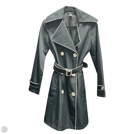 Coat Trench Coat By Vertigo In Black & White, Size: Xs