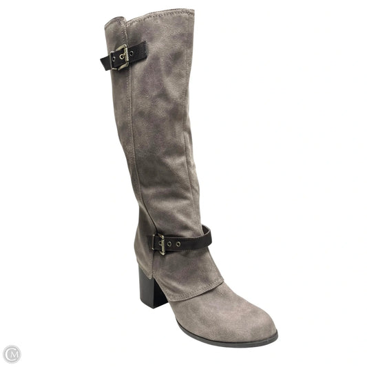 Boots Mid-calf Heels By Fergalicious In Grey, Size: 10