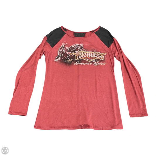 Top Long Sleeve By Harley Davidson In Black & Red, Size: S