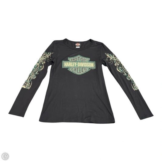 Top Long Sleeve By Harley Davidson In Black & Green, Size: M