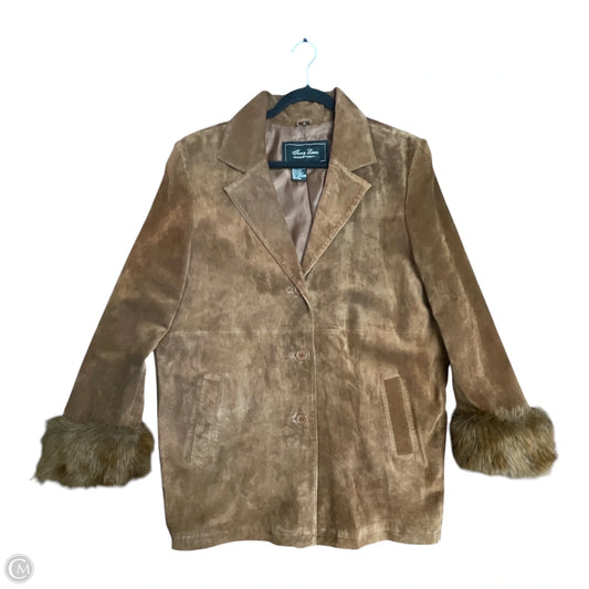 Coat Leather By JERRY LEWIS In Brown, Size: L