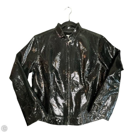 Jacket Leather By Chicos In Snakeskin Print, Size: L