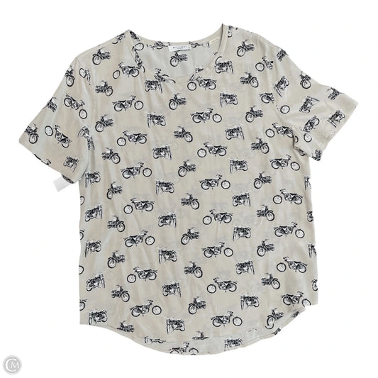 Blouse Short Sleeve By Equipment In Black & Tan, Size: M