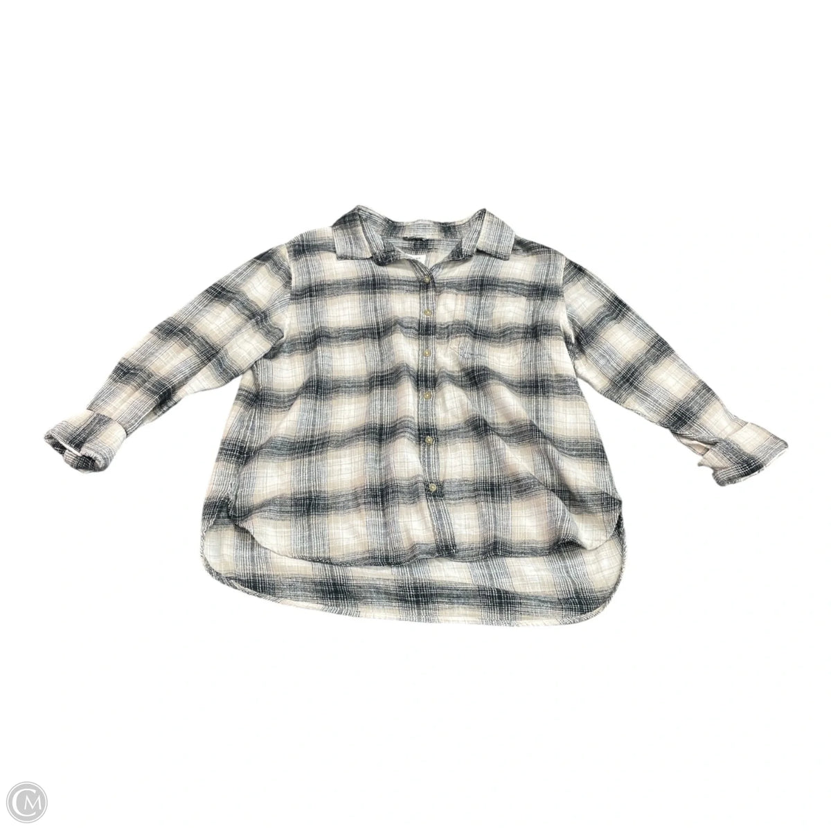 Top Long Sleeve By American Eagle In Plaid Pattern, Size: L