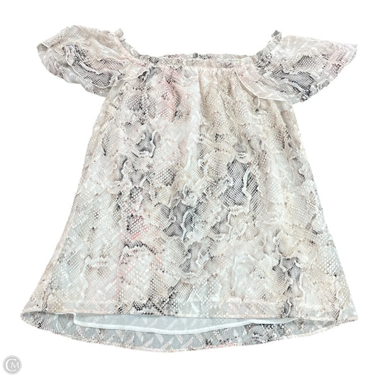 Blouse Short Sleeve By White House Black Market In Snakeskin Print, Size: Xxs