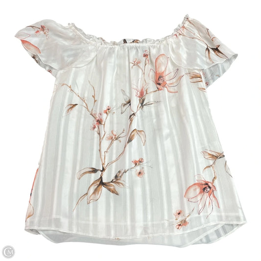 Blouse Short Sleeve By White House Black Market In Floral Print, Size: Xs