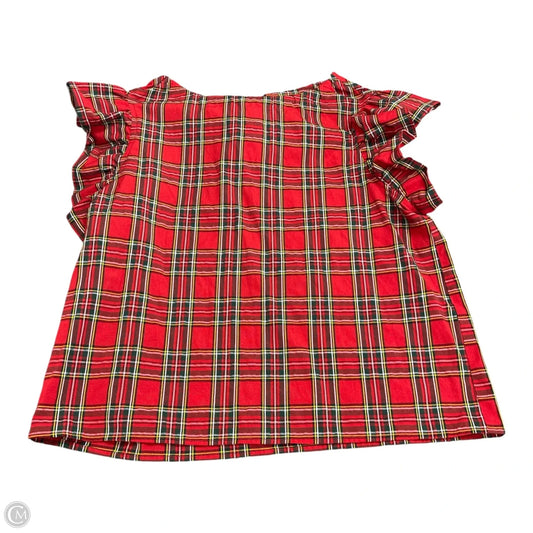 Top Short Sleeve By Entro In Plaid Pattern, Size: L