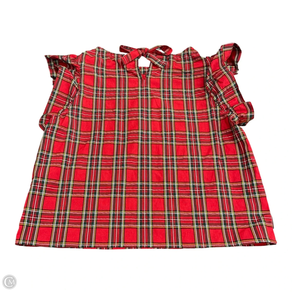 Top Short Sleeve By Entro In Plaid Pattern, Size: L