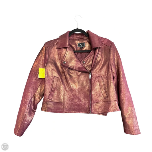 Jacket Moto By G By Giuliana In Gold & Red, Size: S