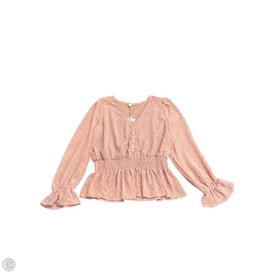 Blouse Long Sleeve By By The River In Pink, Size: L