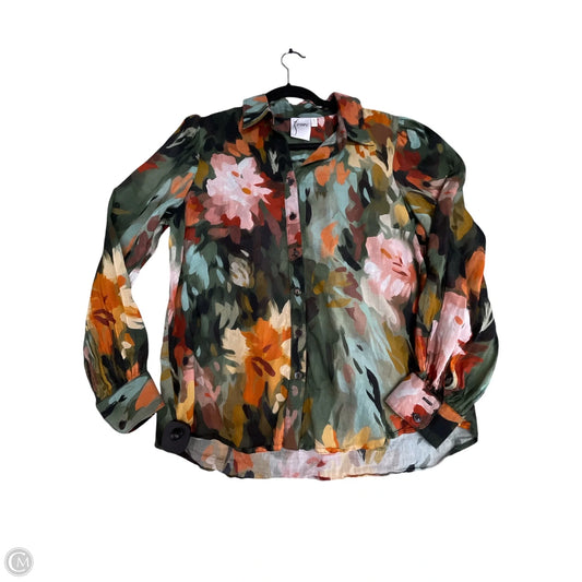 Blouse Long Sleeve By Finley In Multi-colored, Size: L
