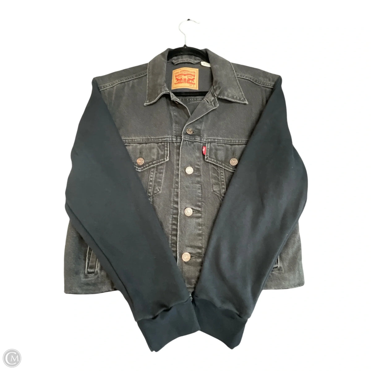 Jacket Denim By Levis In Grey Denim, Size: S