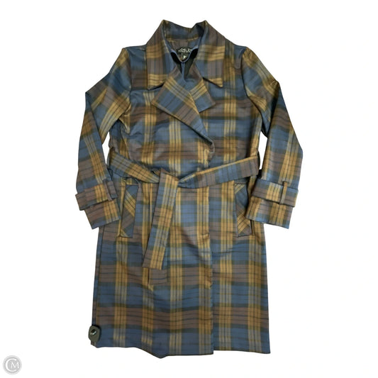 Coat Trench Coat By Rachel Zoe In Plaid Pattern, Size: L