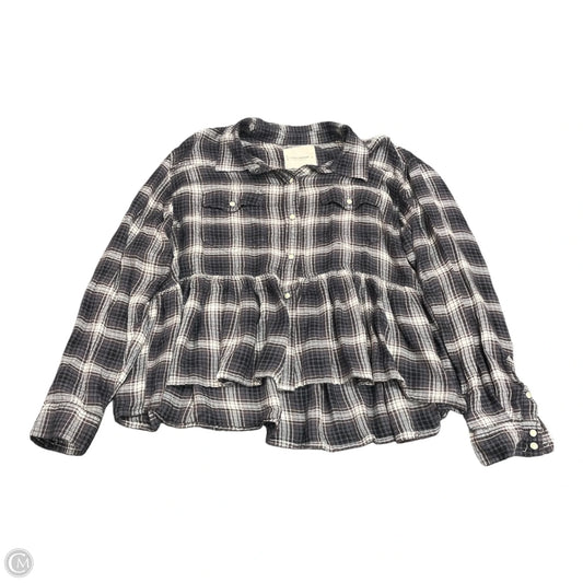 Top Long Sleeve By Lucky Brand In Plaid Pattern, Size: M