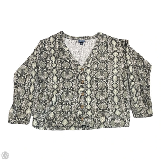 Sweater Cardigan By Daytrip In Snakeskin Print, Size: Xl