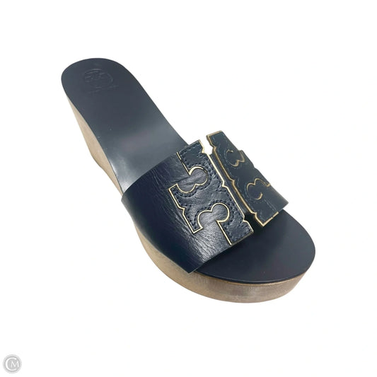Sandals Designer By Tory Burch In Blue & Tan, Size: 8.5