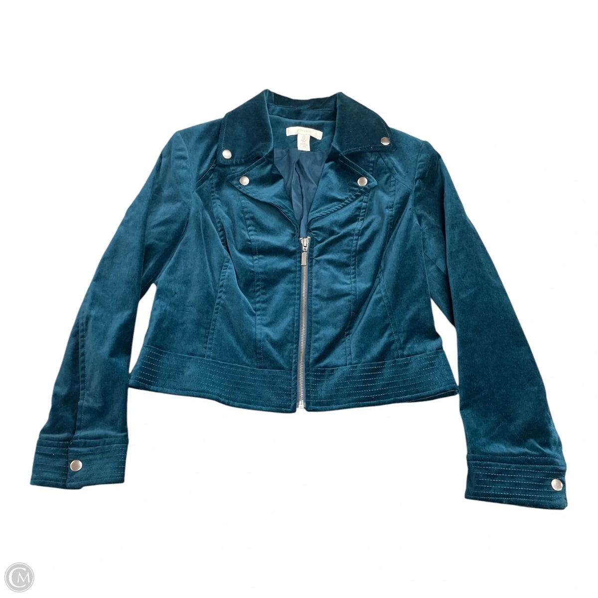 Jacket Moto By Chicos In Blue, Size: S