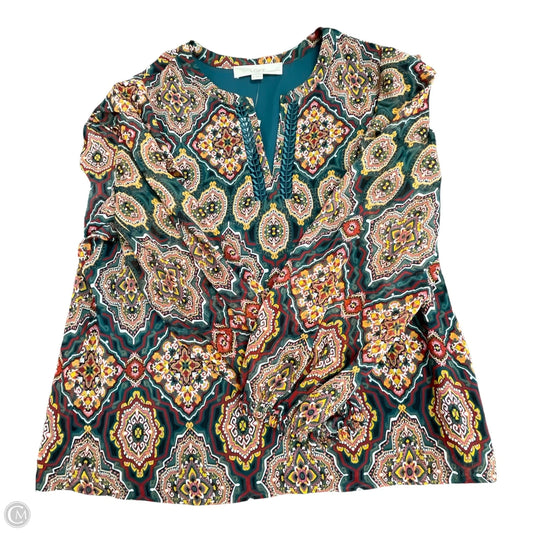 Blouse Long Sleeve By Loft In Multi-colored, Size: Sp