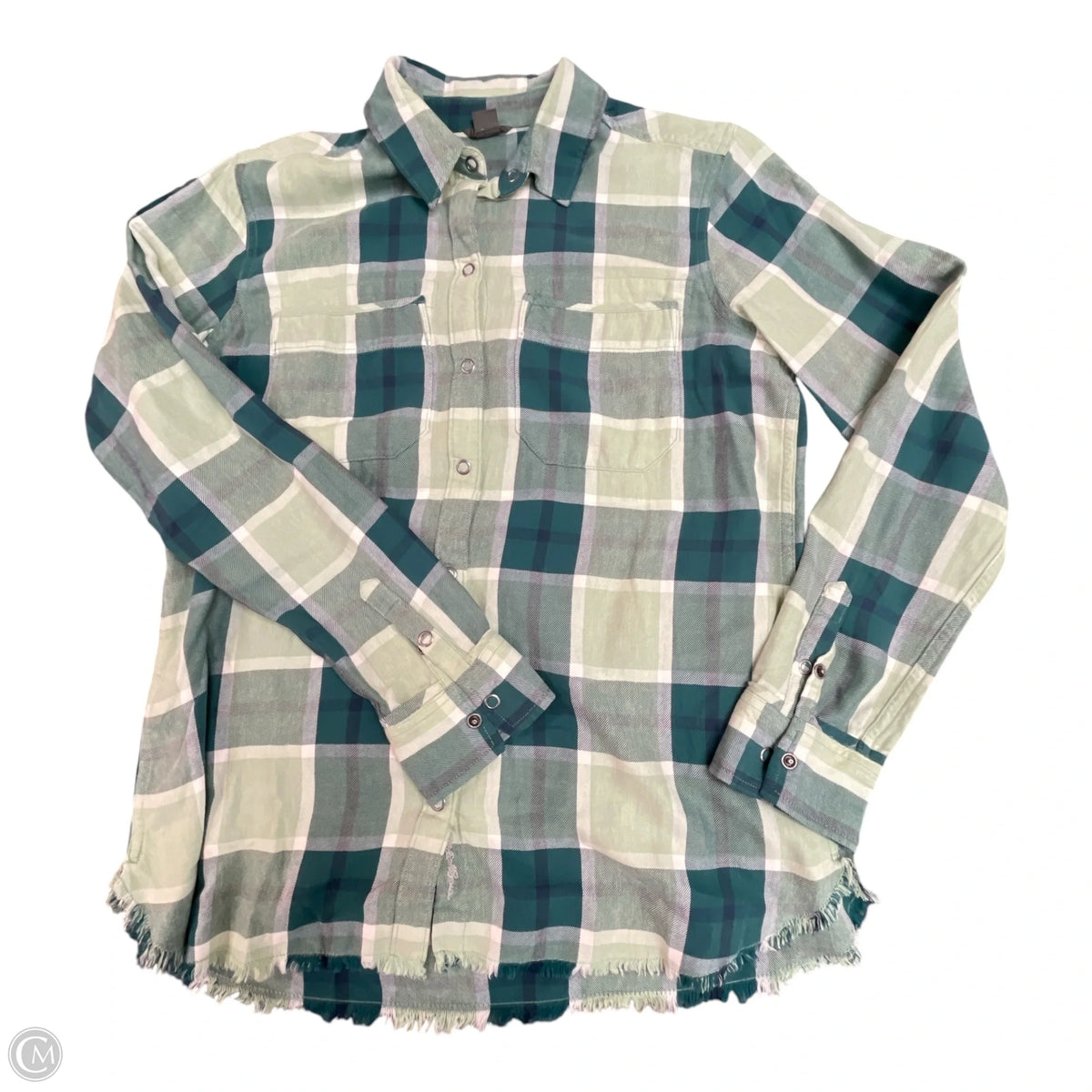 Top Long Sleeve By Eddie Bauer In Plaid Pattern, Size: M