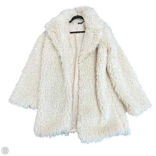 Jacket Faux Fur & Sherpa By Pretty Little Thing In Cream, Size: M